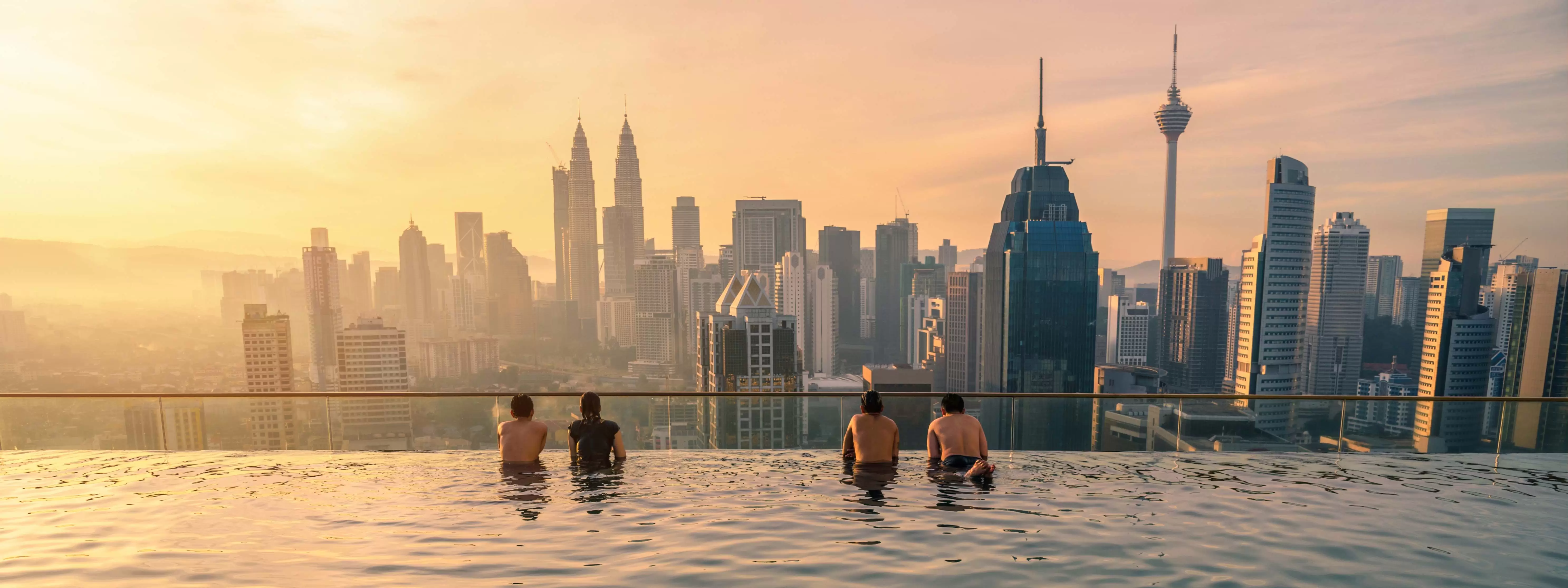 Kuala Lumpur skyline from rooftop swimming pool