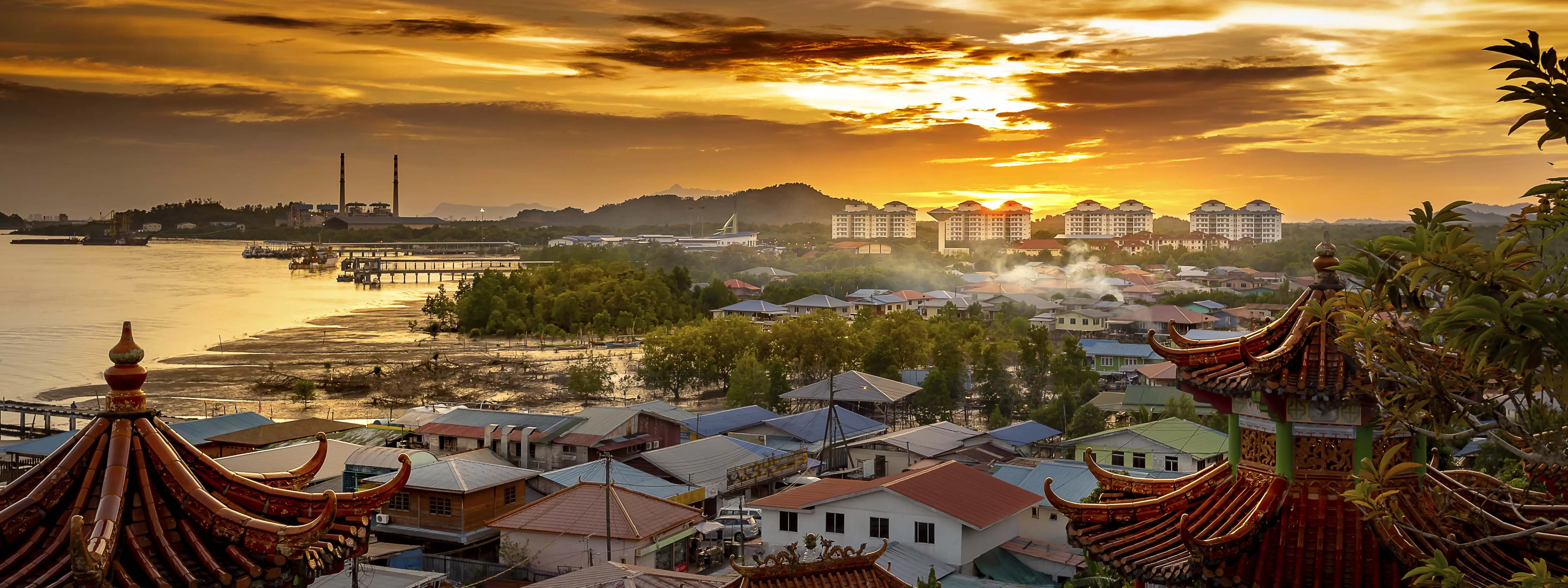 A beautiful sunset across a regional Malaysian tourist destination